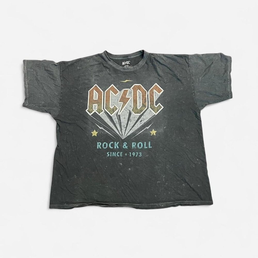 ACDC highway to hell rock and roll since 1973 unisex oversized band gray tshirt